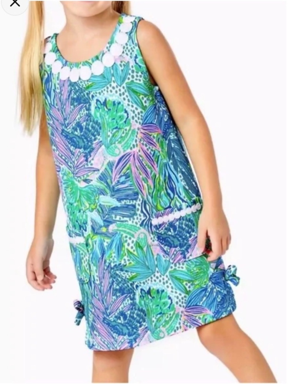 Lilly Pulitzer Little Lilly Knit Shift Dress Botanical Green Girls large. 8/10